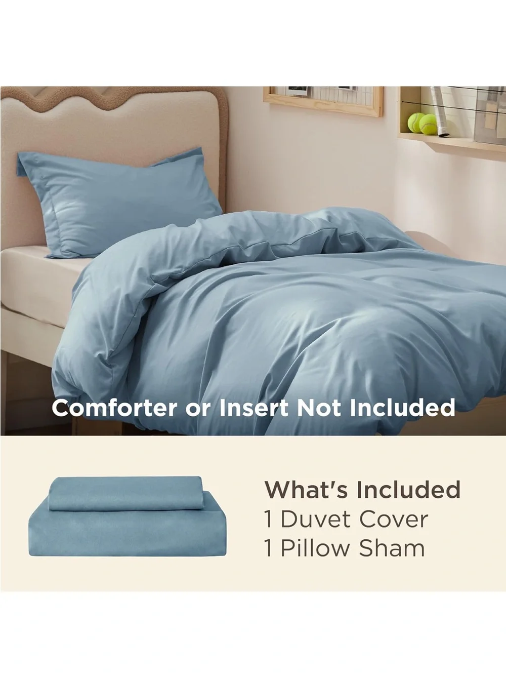 NEW Bedsure Twin/Twin XL Duvet Cover, Double Brushed Bedding Set, Mineral Blue